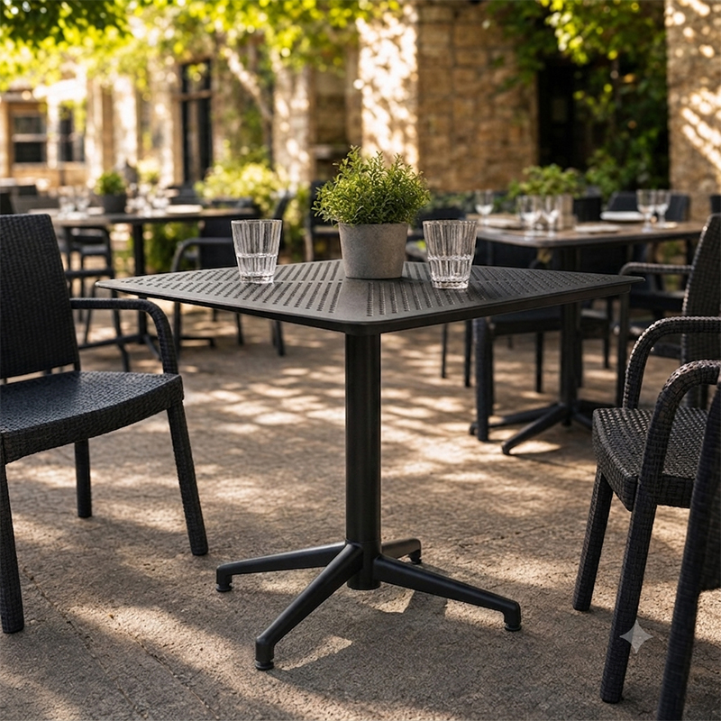 Cuba Black Outdoor Square Flip Top Dining Table - 700mm Square