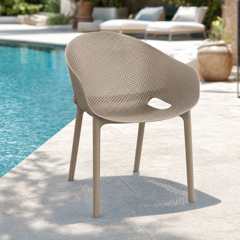Dot Polypropylene Outdoor Stacking Arm Chair - 3 Colours