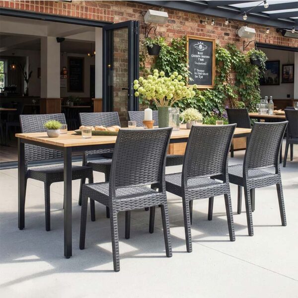 EKO 100% Recycled Outdoor Slatted Likewood Aged Golden Table Top nobis furniture