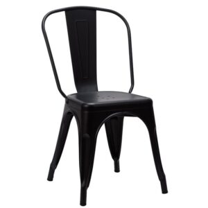 Nobis Furniture - French Bistro Industrial Side Chair - Matt Black