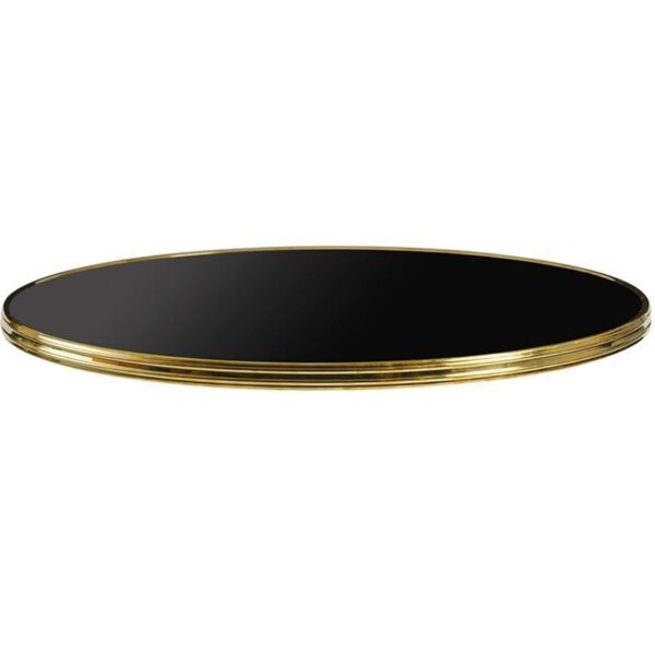 Nobis Furniture - Halo Deluxe Round Outdoor Table Top - Black with Gold Metal Rim
