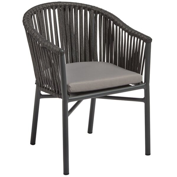 Nobis Furniture - Corda Stacking Outdoor Arm Chair - Dark Grey Weave