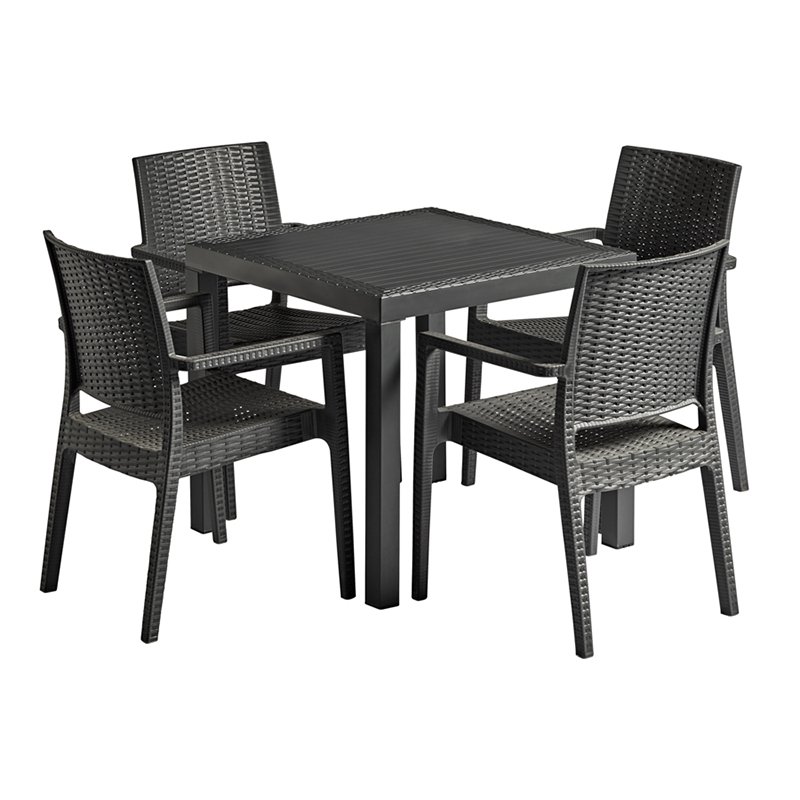 Nobis Furniture - Palma Square 4 Seater Dining Set - Dark Grey