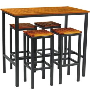 Nobis Furniture - Ice Outdoor Rectangular Slatted Poseur Stool Set