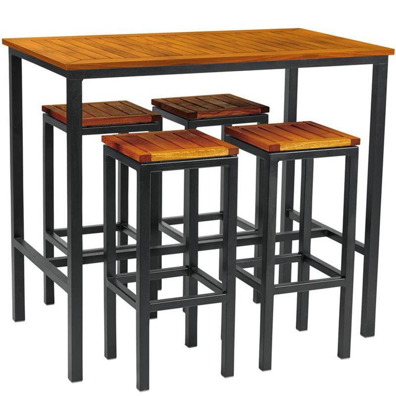 Nobis Furniture - Ice Outdoor Rectangular Slatted Poseur Stool Set