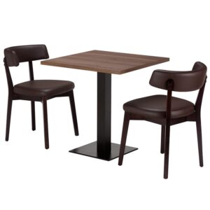 Luca Dark Brown 2 Seater Small Dining Set - Tobacco Pacific Walnut Laminate