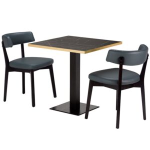 Luca Iron Grey 2 Seater Small Dining Set - Black Marble Laminate