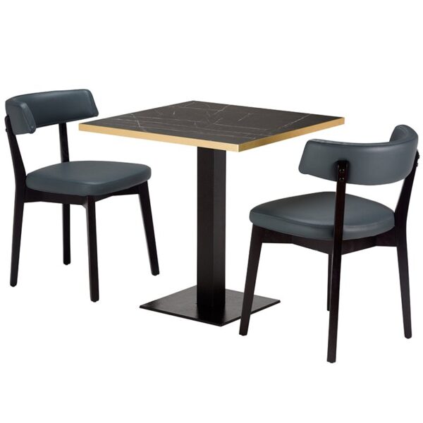 Luca Iron Grey 2 Seater Small Dining Set - Black Marble Laminate