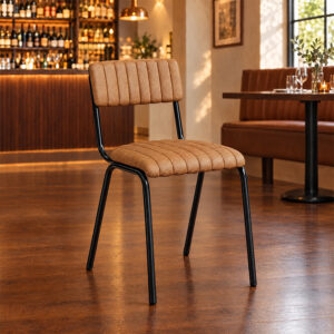 Nashville Faux Leather Side Chair – Black Steel Frame