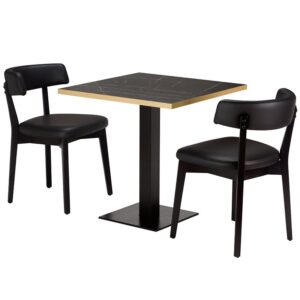 Luca Black 2 Seater Small Dining Set - Black Marble Laminate