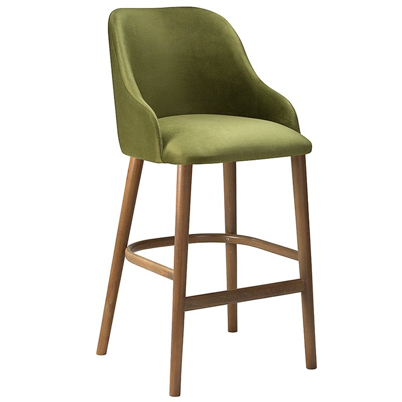 Nobis Furniture - AMELIA CURVED BACK FULLY UPHOLSTERED BAR ARM STOOL - MADE TO ORDER