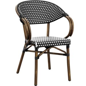 Nobis Furniture - Panda Weave Stacking Armchair in Black & White - Premium Outdoor Seating