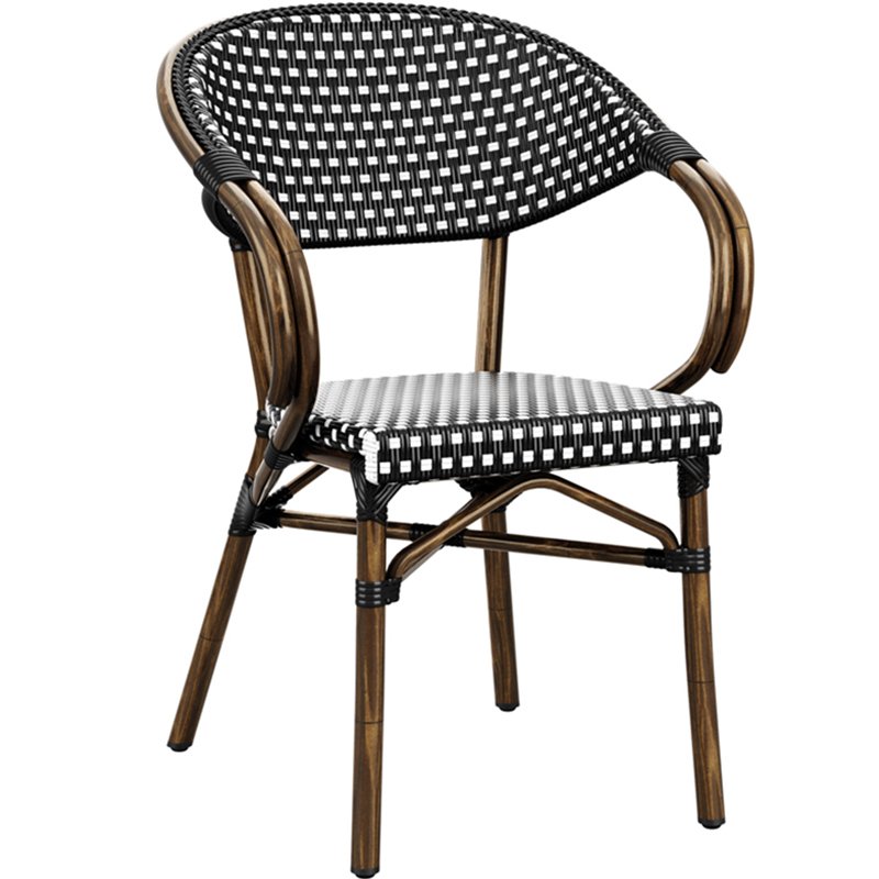 Nobis Furniture - Panda Weave Stacking Armchair in Black & White - Premium Outdoor Seating