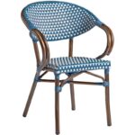 Nobis Furniture - Panda Weave Stacking Armchair in Blue & White - Premium Outdoor Seating