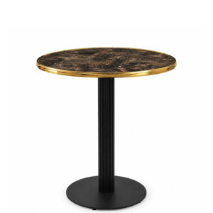 Parisian Complete Dining Table - Dark Marble with Gold Edge