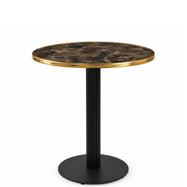 Parisian Complete Dining Table - Dark Marble with Gold Edge