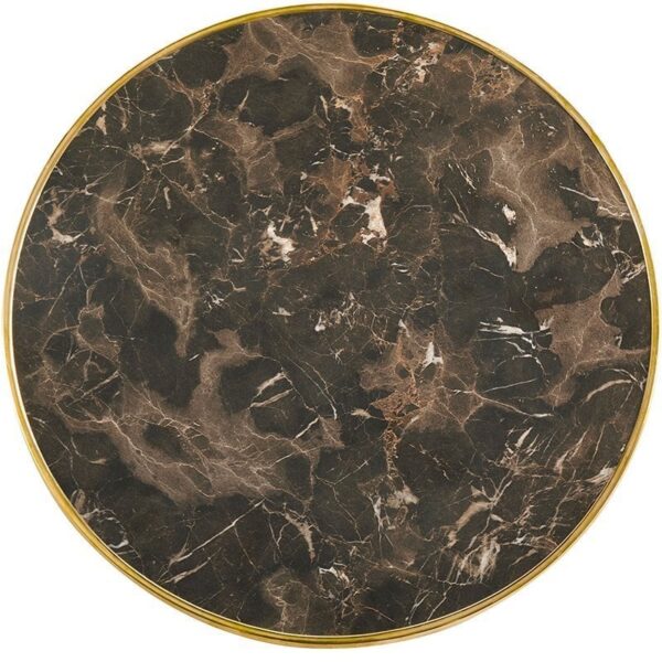 Nobis Furniture - Halo Deluxe Round Outdoor Table Top - Dark Marble with Gold Metal Rim