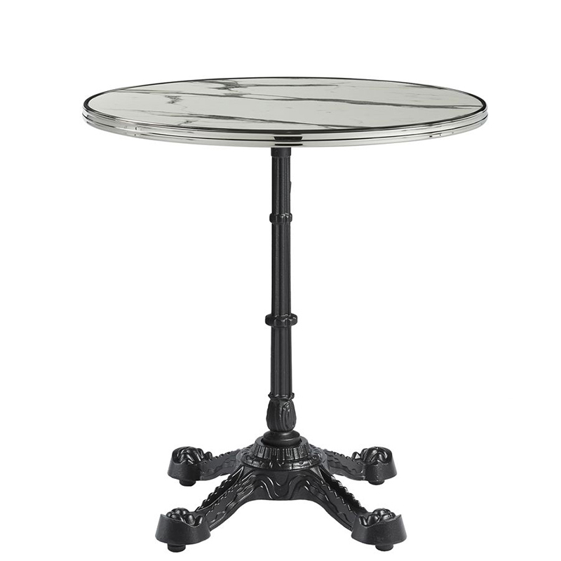 Parisian Cafe Complete Self-Levelling Round Dining Table - Carrara - Two Sizes