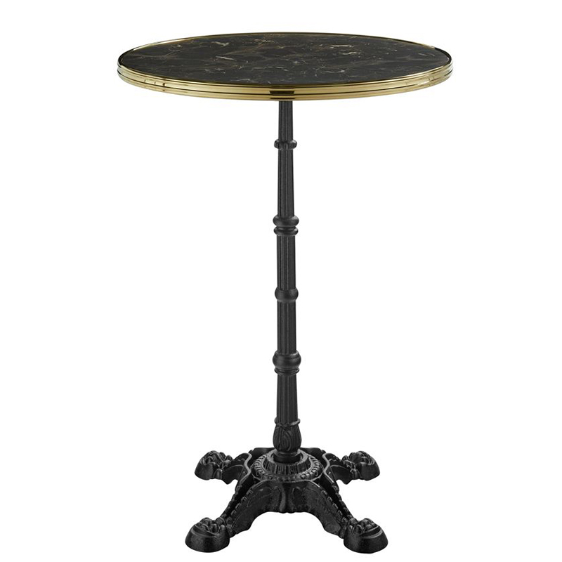 Parisian Cafe Complete Self-Levelling Round Poseur Table - Black Marble - Two Sizes