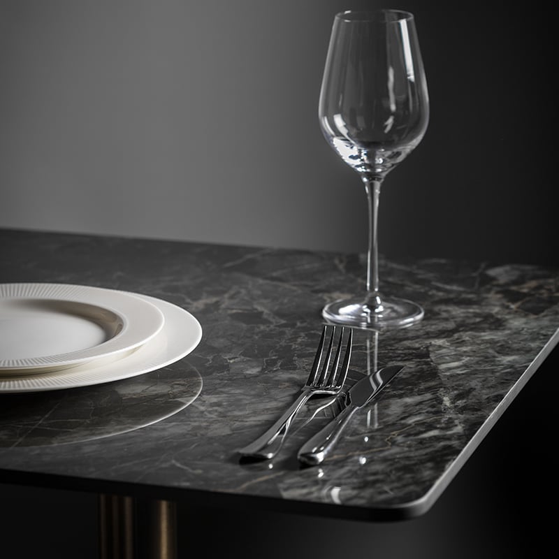 Nobis Furniture - Table Tops - Elegant Portoro Marble High Gloss Ceramic Table Tops - 800mm Square