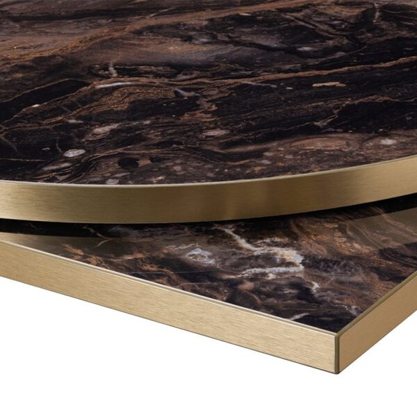 Nobis Furniture - NEXT DAY 25mm Luxury High Gloss Black Marble Laminate Table Tops with Gold Effect Edging