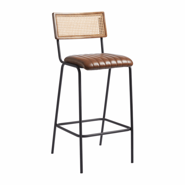 Nobis Furniture - Fleetwood Genuine Pecan Brown Leather Bar Stool - 760mm Seat Height