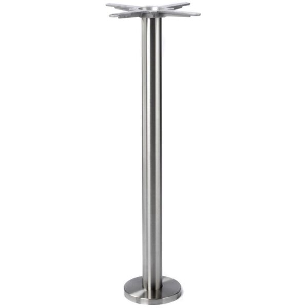 Nobis Furniture - Brushed Stainless Steel Floor Fix Bolt Down Table Base - Bar Height