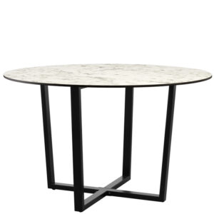Nobis Furniture - White Carrara Marble X Black Steel Complete Outdoor Dining Table