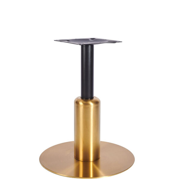 Nobis Furniture - Titan Large Round Black Column Brass Table Base with Brass Sleeve
