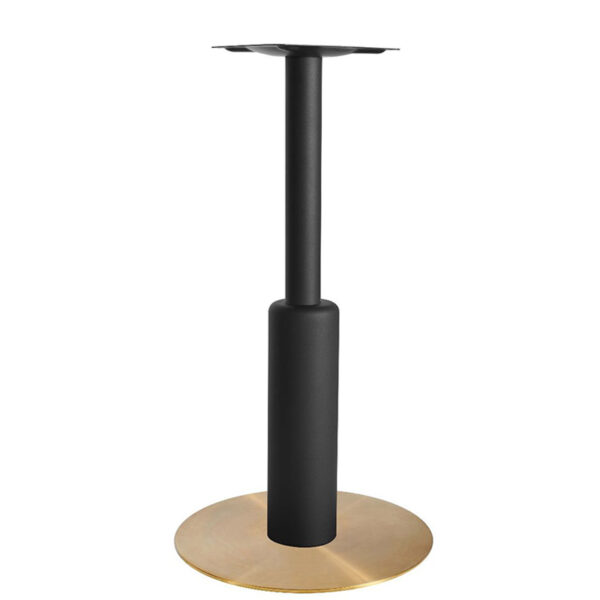 Nobis Furniture - Titan Large Round Black Column Brass Table Base with Black Sleeve
