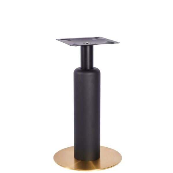 Nobis Furniture - Titan Small Round Black Column Brass Table Base with Black Sleeve