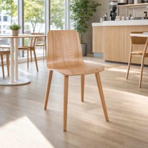 Copenhagen Natural Veneer Cafe Chair in cafe environment