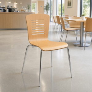 Fabriano Stacking Cafe Chair – Natural in cafe setting