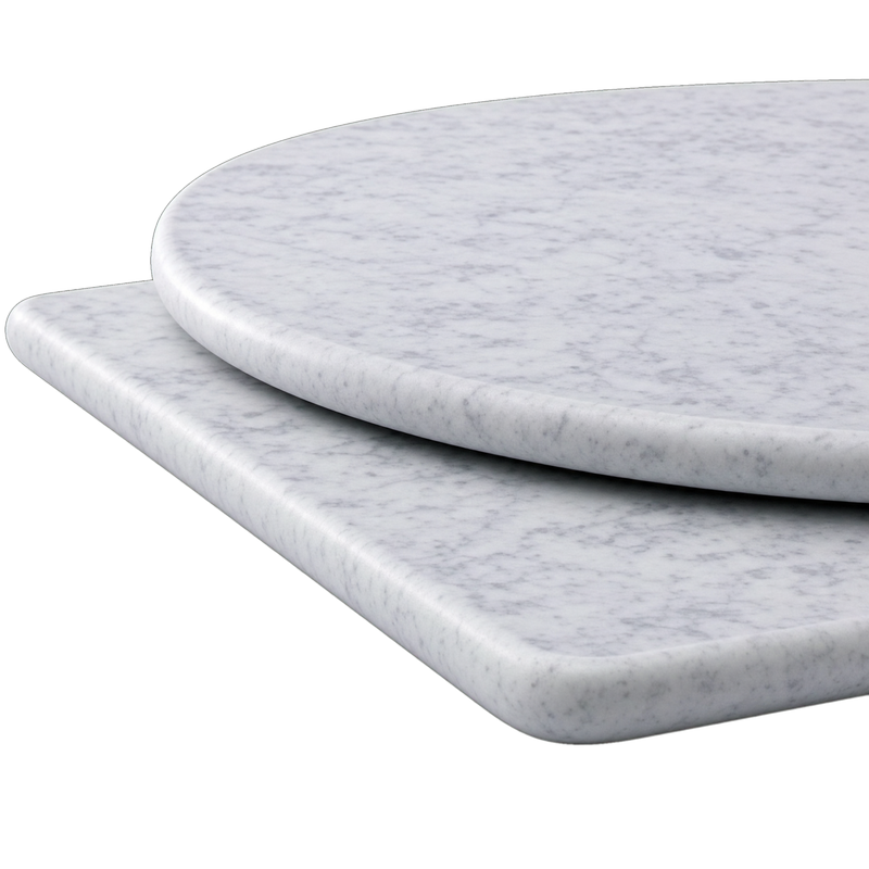 White Carrara Genuine Marble Table Tops - White/Grey Stocked Sizes