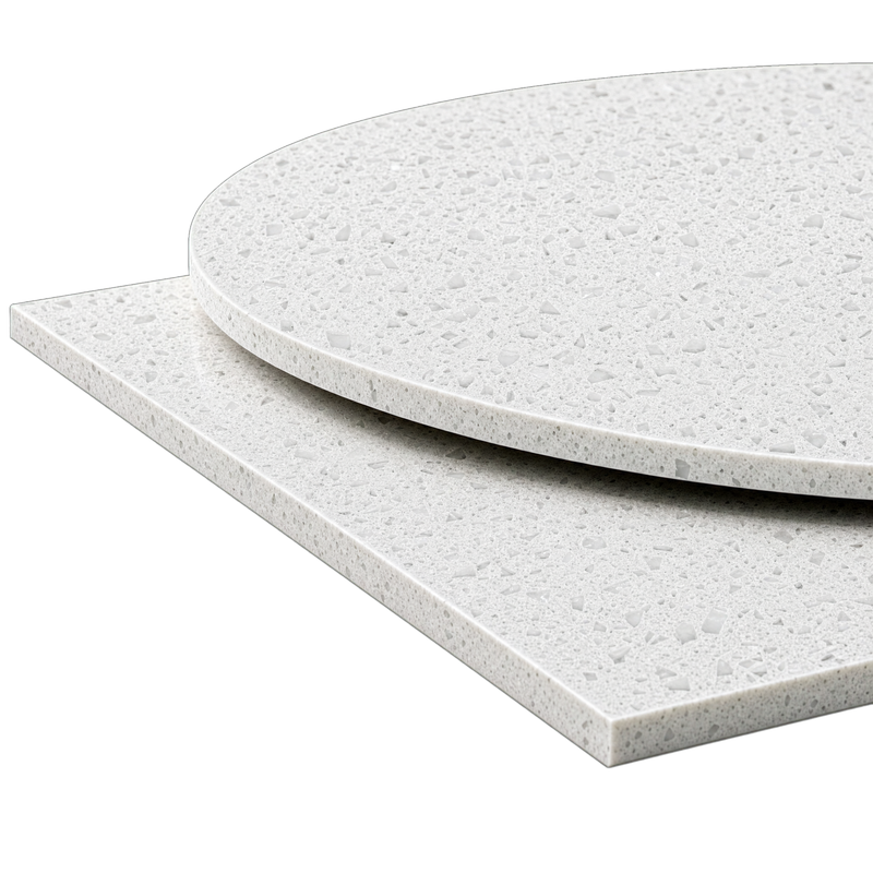 Starlight White Quartz Table Top 20mm White Mirror Chip