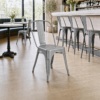 French Bistro Industrial Side Chair - Grey in Bistro Setting