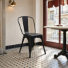 French Bistro Industrial Side Chair – Matt Black in Bistro Setting