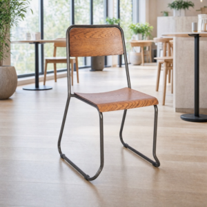 Lagos Oak Stained Side Chair in Cafe Environment