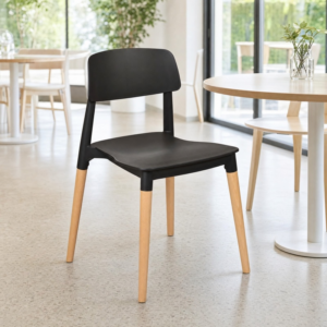 Luna Black Side Chair - Natural Wooden Beech Legs in light environment