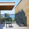 Nobis Furniture - Fleur Weave Outdoor Stacking Bar Stool - Dark Grey