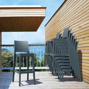 Nobis Furniture - Fleur Weave Outdoor Stacking Bar Stool - Dark Grey