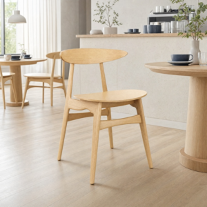 Nors Side Chair – Natural Oak in light cafe style setting