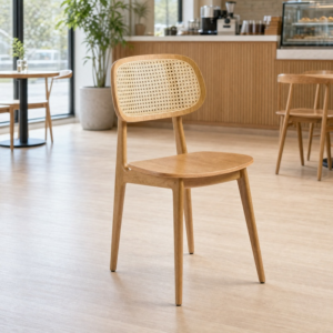 Relish Side Chair Natural Cane Back in Light Cafe Setting
