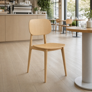 Relish Side Chair – Natural Oak in a light cafe setting