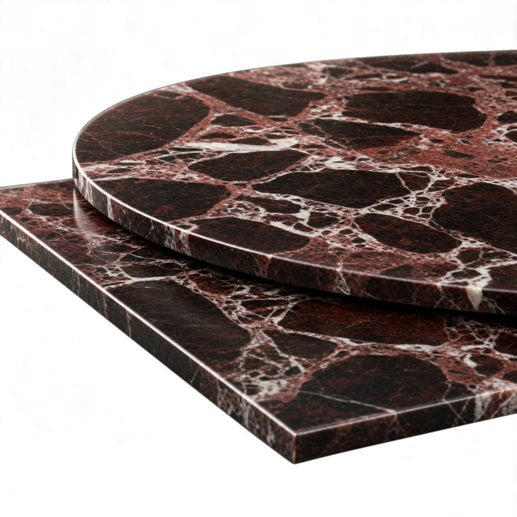 Rosso Levanto Marble Table Top 20mm Burgundy White