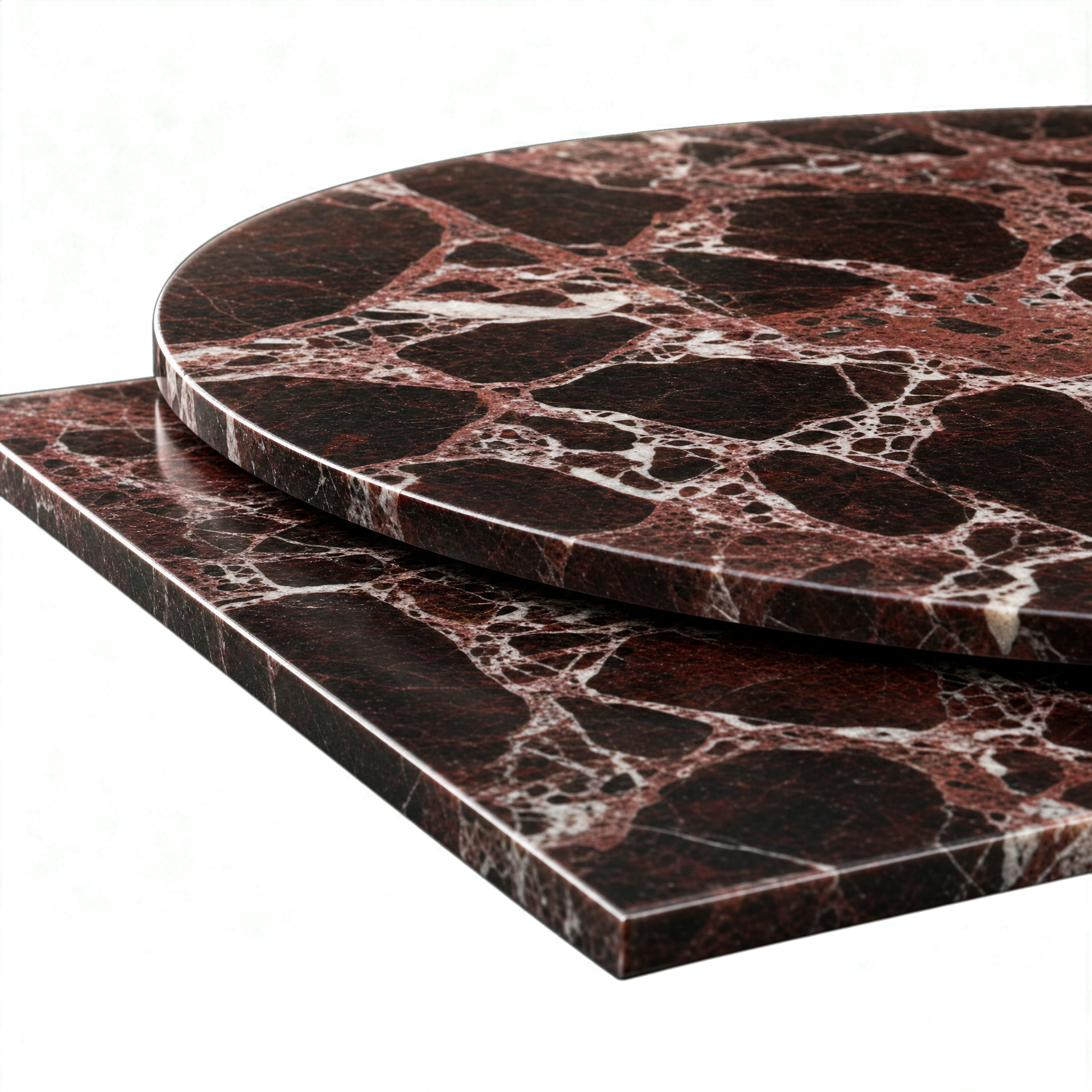 Rosso Levanto Marble Table Top 20mm Burgundy White