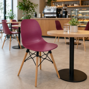 Shoreditch Side Chair – Polypropylene Café Chair with Natural Wooden K Frame