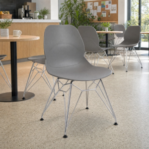 Shoreditch Side Chair – Chrome Frame - in Grey in a cafe/community centre