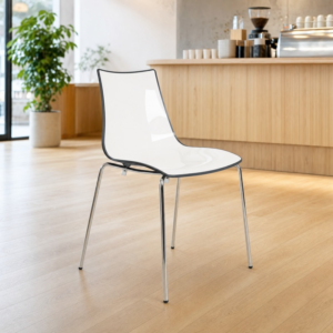Sleek Stacking Café Chair – Modern Multi-Purpose Chair with Chrome Frame