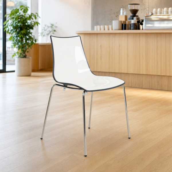 Sleek Stacking Café Chair – Modern Multi-Purpose Chair with Chrome Frame
